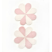 Load image into Gallery viewer, Pretty pink pinwheel pottery plates for hanging on the wall.