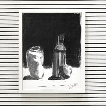 Load image into Gallery viewer, Black and white still life charcoal printable artwork for kids room, nursery, or playroom.