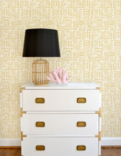 Load image into Gallery viewer, Yellow and white geometric wallpaper with a coastal vibe offered in peel & stick and traditional wallpapers. Wall coverings designed for modern baby nursery, kids bedroom, and playrooms.