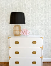 Load image into Gallery viewer, Mint and white geometric wallpaper with a coastal vibe offered in peel & stick and traditional wallpapers. Wall coverings designed for modern baby nursery, kids bedroom, and playrooms.