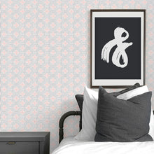 Load image into Gallery viewer, Pink swiss cross peel and stick wallpaper for modern baby nursery and kids bedroom.