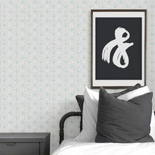 Load image into Gallery viewer, Mint swiss cross peel and stick wallpaper for modern baby nursery and kids bedroom.
