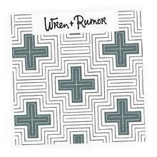 Load image into Gallery viewer, Green swiss cross peel and stick wallpaper for modern baby nursery and kids bedroom.