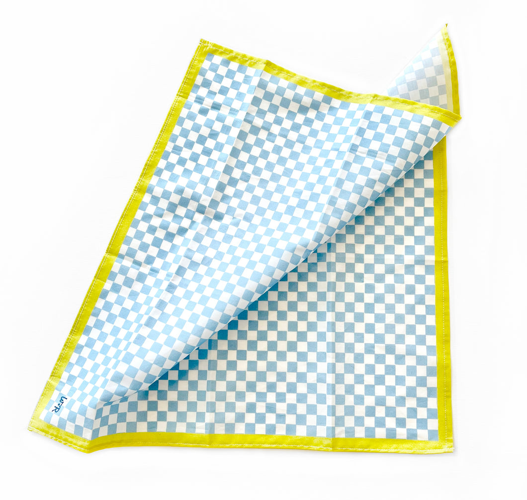 JAMES | Blue Checker Scarf | Cotton Handkerchief | Fashion Scarf