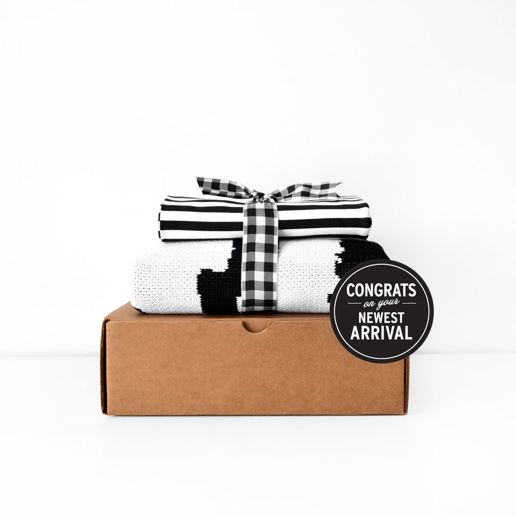 BABY GIFT BOX | Knit and Swaddle Blanket Set