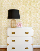 Load image into Gallery viewer, Yellow and white geometric wallpaper with a coastal vibe offered in peel &amp; stick and traditional wallpapers. Wall coverings designed for modern baby nursery, kids bedroom, and playrooms.
