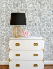 Load image into Gallery viewer, Green and white geometric wallpaper with a coastal vibe offered in peel &amp; stick and traditional wallpapers. Wall coverings designed for modern baby nursery, kids bedroom, and playrooms.
