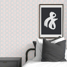Load image into Gallery viewer, Pink swiss cross peel and stick wallpaper for modern baby nursery and kids bedroom.
