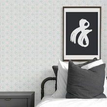 Load image into Gallery viewer, Mint swiss cross peel and stick wallpaper for modern baby nursery and kids bedroom.
